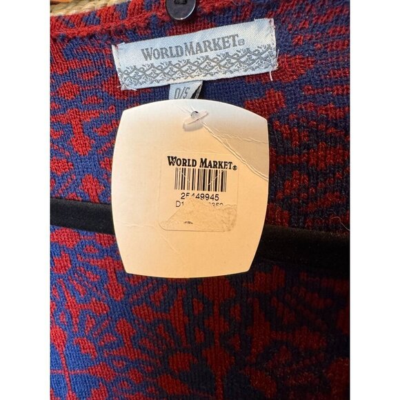 World Market Red & Blue Geometric Patterned Kimono Cardigan O/S NWT - Picture 3 of 9